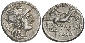 (140 a.C.). Gens Valeria. Denario. (Craw. 228/2) (FFC. 1163, mismo ejemplar). 3,73 g. EBC-.