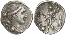 (108-107 a.C.). Gens Valeria. Sur de Italia. Denario. (Craw. 306/1) (FFC. 1165, mismo ejemplar). 3,90 g. EBC-.