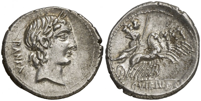 (90 a.C.). Gens Vibia. Denario. (Craw. falta) (FFC. 1193). 3,89 g. EBC-.