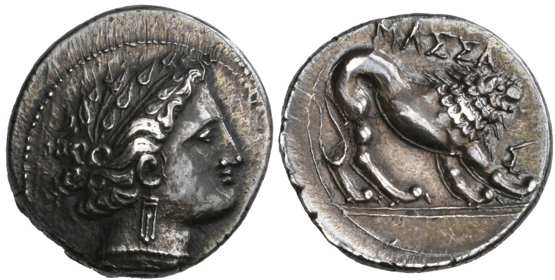 ‡ Gaul, Massalia, drachm (heavy standard), c. 240-215 BC, laureate head of Artem...