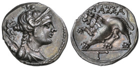 ‡ Gaul, Massalia, drachm, c. 150-100 BC, diademed and draped head of Artemis right wearing necklace and earring, bow and quiver over her shoulder, rev...