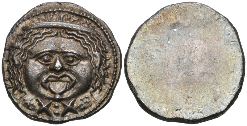 ‡ Italy, Etruria, Populonia, 20 asses, 3rd century BC, Χ:Χ, gorgoneion with prot...