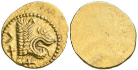 ‡ Italy, Etruria, Populonia, gold 25 asses, c. 300-250 BC, ΧΧV (retrograde), lion’s head with protruding tongue right, rev., no type, 1.39g, (Vecchi 2...