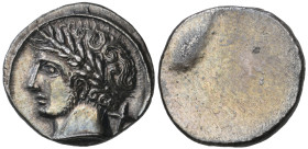 ‡ Italy, Etruria, Populonia, 10 asses, c. 300-250 BC, Χ, laureate male head (Aplu?) left, rev., no type, 4.18g (Vecchi, 70.139, this piece; Vecchi, SN...