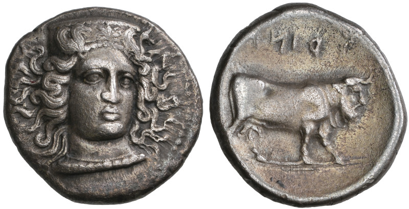 ‡ Italy, Campania, Hyria, didrachm, c. 395-385 BC, head of Hera Lakinia facing t...