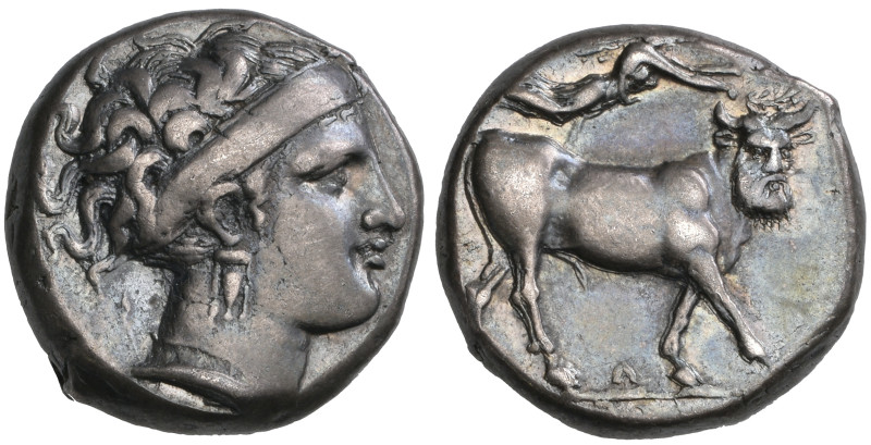 ‡ Italy, Campania, Neapolis, didrachm, c. 350-325 BC, head of the siren Partheno...