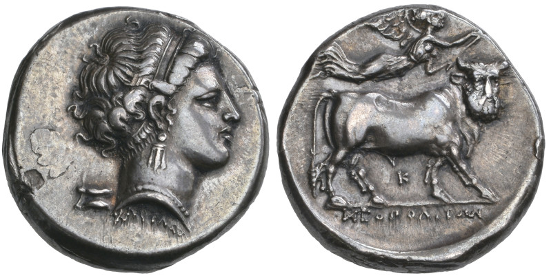 ‡ Italy, Campania, Neapolis, didrachm, c. 325-280 BC, head of the siren Partheno...