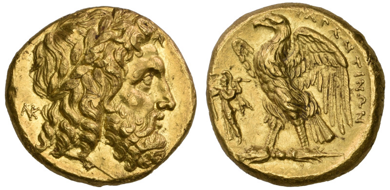 ‡ Italy, Calabria, Tarentum, gold stater, c. 276-272 BC, laureate head of Zeus r...