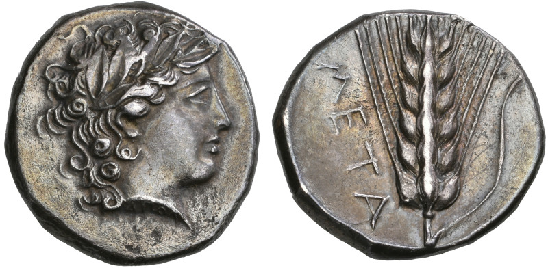 ‡ Italy, Lucania, Metapontum, stater, c. 400-340 BC, laureate head of Apollo rig...