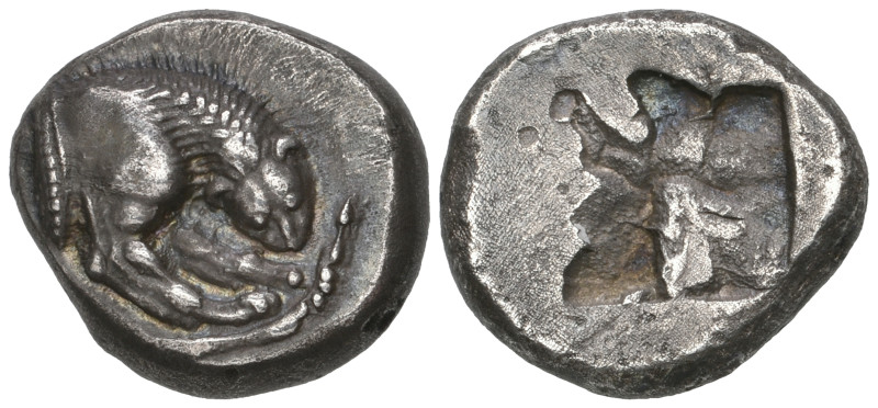 ‡ Italy, Lucania, Velia, drachm, c. 535-510 BC, forepart of lion right devouring...