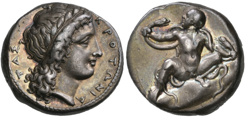 ‡ Italy, Bruttium, Croton, stater, c. 350-325 BC, ΚΡΟΤΩΝΙΑ-ΤΑΣ, laureate head of...