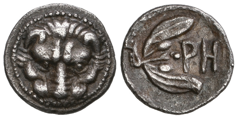 ‡ Italy, Bruttium, Rhegium, litra, c. 415-387 BC, lion’s head facing, rev., ΡΗ, ...