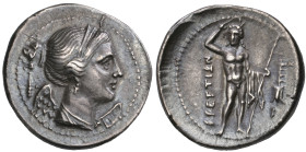 ‡ Italy, Bruttium, The Brettii, drachm, c. 216-214 BC, diademed and draped bust of Nike right; behind head, club, rev., ΒΡΕΤΤΙΩΝ, naked male figure (r...