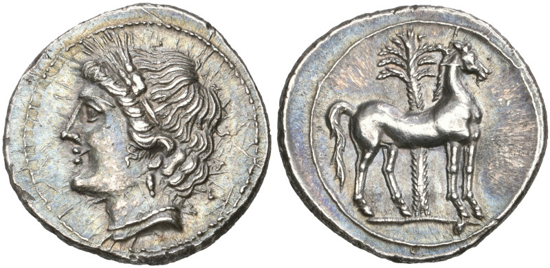 ‡ Italy, Bruttium, Carthaginian occupation, half shekel, c. 215-205 BC, head of ...