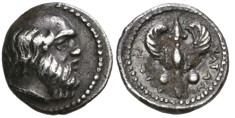 ‡ Sicily, Katana, litra, c. 413-404 BC, bare head of Silenos right, rev., ΚΑΤΑΝ-...