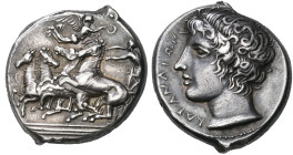 ‡ Sicily, Katana, tetradrachm, c. 410 BC, signed by Herakleidas, fast quadriga left; above, Nike flying right with wreath to crown charioteer; below t...