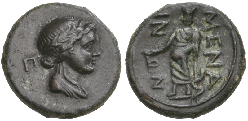 ‡ Sicily, Menaion, Ae pentonkion, c. 2nd century BC, laureate and draped bust of...