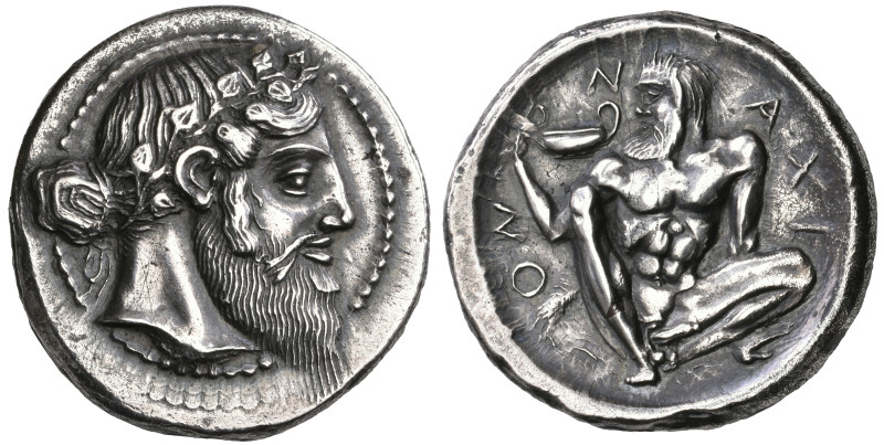 ‡ Sicily, Naxos, tetradrachm, c. 460 BC, attributed to the Aitna Master, bearded...