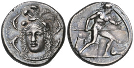 ‡ Sicily, Syracuse, drachm, 405-400 BC, unsigned work by Eukleidas, ΣΥΡΑΚ[ΟΣΙ]ΩΝ, head of Athena facing three-quarters left wearing triple crested hel...