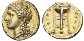 ‡ Sicily, Syracuse, Agathokles (317-289 BC), electrum 25 litrai, laureate head of Apollo left; behind, single curved bow, rev., ΣΥΡΑΚ-ΟΣΙΩΝ, tripod, 3...