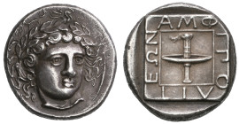 ‡ Macedonia, Amphipolis, drachm, c. 369/68 BC, laureate head of Apollo facing three-quarters right, rev., ΑΜΦΙΠΟΛΙΤΕΩΝ arranged around lighted torch, ...