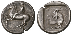 ‡ Kings of Macedon, Archelaos I (413-399 BC), didrachm, horseman galloping left wearing kausia and chlamys and carrying two spears, rev., ΑΡΧΕΛΑΟ, for...