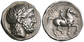 ‡ Kings of Macedon, Philip II (359-336 BC), tetradrachm, Pella, 342-337 BC, laureate head of Zeus right, rev., ΦΙΛΙΠΠΟΥ, nude male rider on horseback ...