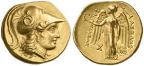 ‡ Kings of Macedon, Alexander III (336-323 BC), gold stater, Babylon, 317-311 BC, helmeted head of Athena right, rev., ΒΑΣΙΛΕΩΣ ΑΛΕΞΑΝΔΡΟΥ, Nike stand...