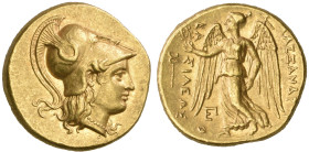 ‡ Kings of Macedon, Alexander III (336-323 BC), gold stater, Tarsos, 323-317 BC, helmeted head of Athena right, rev., ΒΑΣΙΛΕΩΣ ΑΛΕΞΑΝΔΡΟΥ, Nike standi...