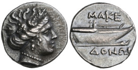 ‡ Kings of Macedon, time of Philip V and Perseus (220-168 BC), tetrobol, Amphipolis, head of a nymph or maenad right, wearing vine wreath, rev., ΜΑΚΕ-...
