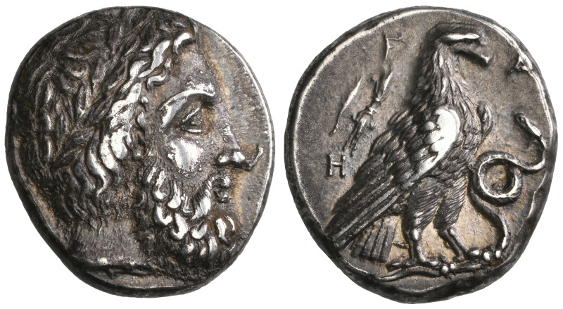 ‡ Elis, Olympia, stater, c. 350 BC, laureate head of Zeus right, rev., F – A, ea...