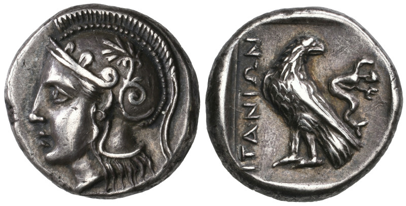 ‡ Crete, Itanos, drachm, c. 350-320 BC, head of Athena left wearing crested Atti...