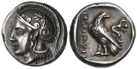 ‡ Crete, Itanos, drachm, c. 350-320 BC, head of Athena left wearing crested Attic helmet adorned two olive leaves on visor and palmette, rev., ΙΤΑΝΙΩΝ...
