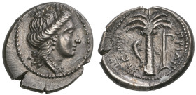‡ Crete, Priansos, drachm, c. 300 BC, female head right (Artemis or Persephone?), hair rolled around head, rev., ΠΡΙΑΝ-ΣΙΕΙΩΝ, palm tree flanked by do...