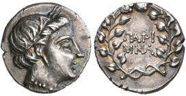 ‡ Cycladic Islands, Paros, drachm, 2nd century BC, head of Demeter, her hair wreathed with corn, rev., ΠΑΡΙ/ΜΝΑ within laurel wreath, 3.93g, die axis ...