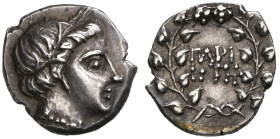 ‡ Cycladic Islands, Paros, drachm, 2nd century BC, head of Demeter, her hair wreathed with corn, rev., ΠΑΡΙ/ΚΤΗ within laurel wreath, 3.87g, die axis ...