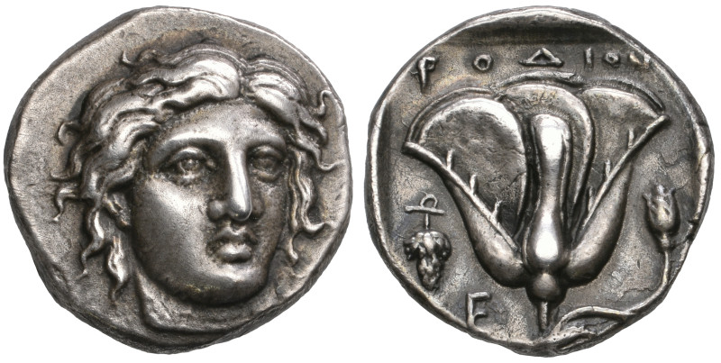 ‡ Islands off Caria, Rhodes, didrachm, c. 360- late 340s BC, head of Helios faci...