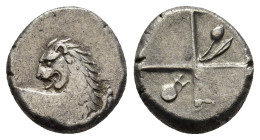 THRACE, Chersonesos. Circa 386-338 BC. AR Hemidrachm (12mm, 2.21 g). Forepart of lion right, head reverted / Quadripartite incuse square with alternat...