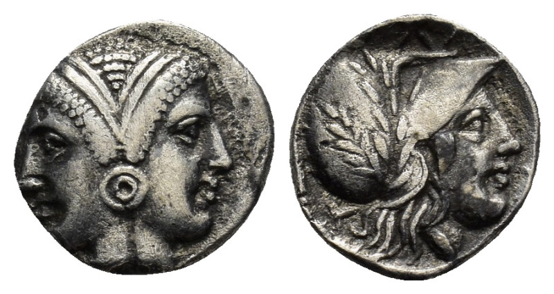 Mysia, Lampsakos AR Diobol. (11mm, 1.17 g) 4th-3rd century BC. Female janiform h...