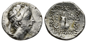 KINGS of CAPPADOCIA. Ariobarzanes III Eusebes Philoromaios. 52-42 BC. AR Drachm (15mm, 3.75 g). Dated RY 11 (42 BC). Diademed head right / Athena Nike...