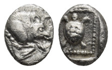 DYNASTS OF LYCIA. Protodynastic Period, circa 490-430 BC. (Silver, 9mm, 0.8 g). Forepart of a boar to right. Rev. Sea turtle with collar within an inc...