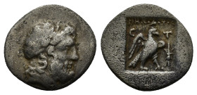 CARIA, Stratonikeia. 166-88 BC. AR Hemidrachm (13mm, 1.4 g). Laureate head of Zeus / Eagle within shallow incuse square. Thunderbolt right. C T.