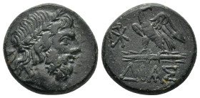 BITHYNIA. Dia. Time of Mithradates VI Eupator, circa 85-65 BC. AE . (20mm, 8.8 g) Laureate head of Zeus to right. Rev. ΔΙΑΣ Eagle standing left on thu...