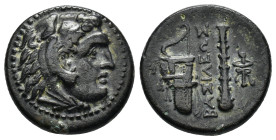 KINGS OF MACEDON. Alexander III ‘the Great’, 336-323 BC. AE (19mm, 6.17 g), uncertain mint in Western Asia Minor, circa 323-310. Head of Herakles to r...