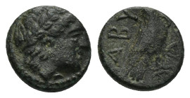 Troas. Abydos circa 320-300 BC. Bronze Æ (9mm., 1,15 g). Laureate head of Apollo right / ABY, eagle standing right, to right, bow and arrow.