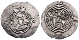 Drachm AR
Sasanian Kingdom. MY (Mishan) mint. Khusro II AD 591-628. Dated 9 (AD 598/99)
32 mm, 3,98 g