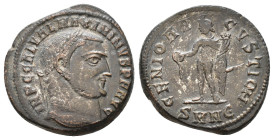 Follis Æ
Maximinus II, Nicomedia, 310-311, Laureate head to right / Genius, nude but for chlamys, standing front, head to left, wearing kalathos, hol...