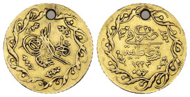 Ottoman Empire, Mahmud II, AD 1808-1839 / 1223-1255 AH, Qustantiniya (Constantinople), dated AD 1223, Toughra at centre, flowers within designed wreat...