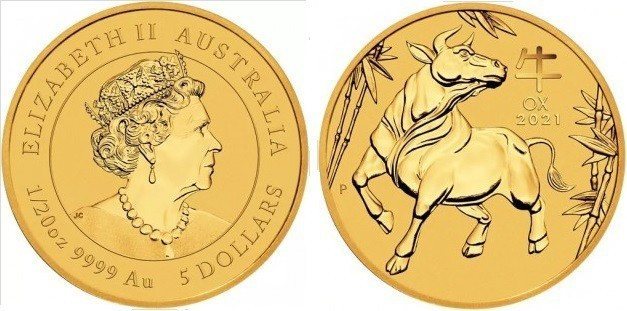 1/20 Oz
5 Dollars, Australia, 2011, Ox