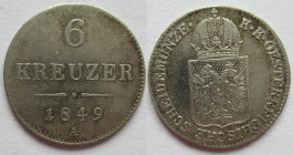 6 Kreuzer AR
Austria, 1849